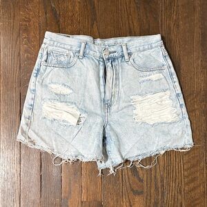 American Eagle Outfitters Distressed Light Blue Jean Shorts
